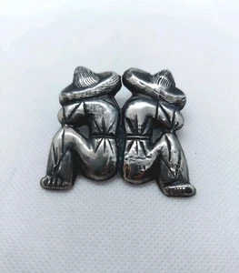 Vintage 900 Silber Made In Mexico Männer nehmen Siesta Anstecknadel Brosche - Bild 1 von 14