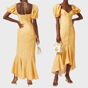Significant Other Jacinta Linen Midi Dress AU 6 / US 2 / XS Pansy Floral Yellow - Bild 1 von 8