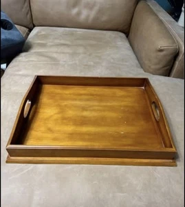 Wooden Serving Tray With Handles And Raised Lip - Picture 1 of 7