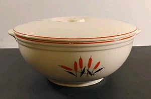 Vintage Refrigerator Serving Bowl Dish 'Cat Tail' Sears With Lid About 9" - Bild 1 von 15