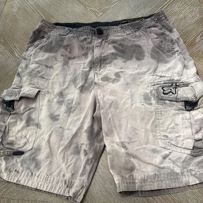 Fox Racing Cargo Shorts Men’s 34 Tan Gray Distressed Work Outdoor Pockets - Image 1 of 4