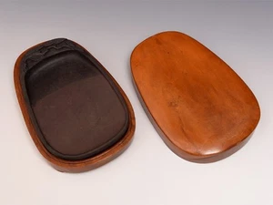 Piedra de tinta Tankei, Matsumon, pesada, 480G, estuche de madera, juguete antiguo chino #KU1714 - Imagen 1 de 9