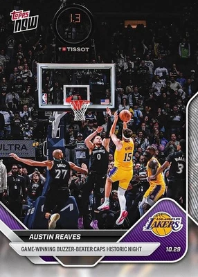 Tarjeta limitada 37 Lakers 2025-26 Topps Now Austin Reaves Buzzer Beater Foto 1 de 2