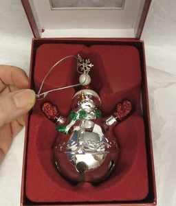 Vintage Reed & Barton versilbert Schneemann Schlitten Glocke unbenutzt in Box 4 ZOLL - Bild 1 von 7