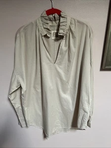 A Shirt Thing Penelope Cabo Rüschen Kragen Bluse 100% Baumwolle Gr. M Made In USA - Bild 1 von 6