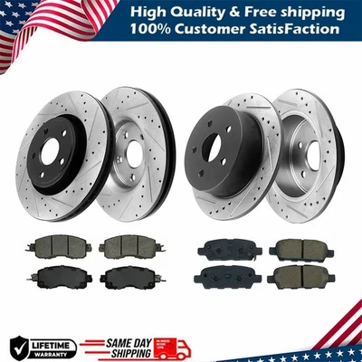 Front & Rear Rotors + Brake Pads for 2008-2019 2020 2021 Toyota Sequoia Tundra - Image 1 of 4