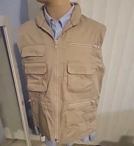 Vintage Banana Republic Safari Jacke Weste Herren Gr. L Kapuze Angeln Jagd Taschen - Bild 1 von 11