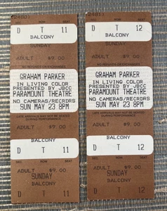 Pair of Graham Parker Unused 1982 Concert Ticket Portland Oregon Rock - Picture 1 of 2