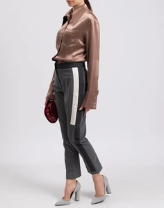 RRP €810 BURBERRY Cropped Trousers UK4 US2 IT36 XS Wool Blend Side Seam Stripes - Picture 1 of 9