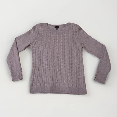 Talbots 女式套衫毛衣罗纹斑点紫色薰衣草 M P 码 — 第 1/4 张图片