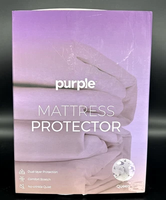 NUEVO Protector de colchón púrpura de doble capa resistente al agua y las manchas Queen Foto 1 de 4