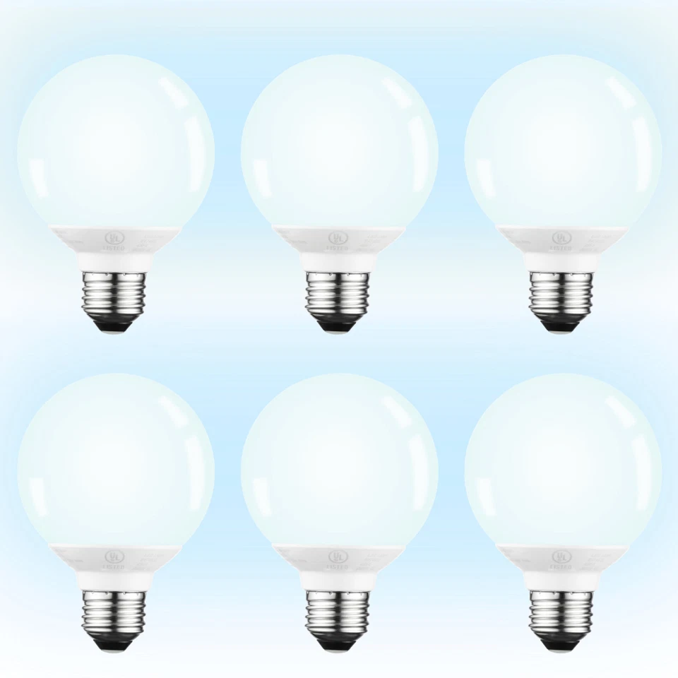 6-Pack G25 Globe LED Light Bulb 5W=40W, Dimmable Vanity Light Bulbs, 5000K - Image 1 of 4