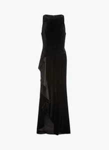 Adrianna Papell Velvet Cascade Maxi Dress, Black Size 8 - Picture 1 of 6