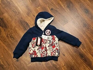 Marvel Avengers Boys Full-Zip Hoodie Fleece/ Sherpa Jacket NWT Size 3T - Picture 1 of 3