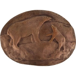 Bronze Polar Bear Arctic Animal Hippie Belinky Studio 70s Vintage Belt Buckle - Picture 1 of 5