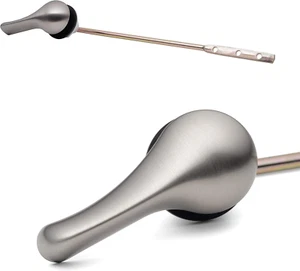 Brushed Nickel Toilet Tank Flush Lever Handle, Universal Front Mount with Nut Lo - Picture 1 of 12