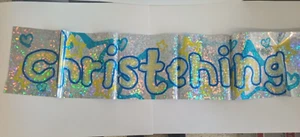3x Christening banners nearly 1 metre long Boy Girl party - Picture 1 of 7