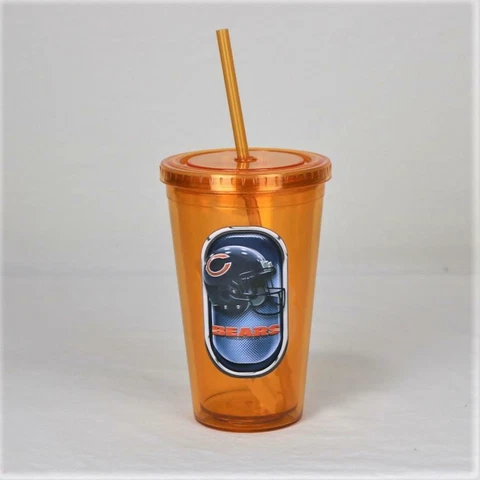 Chicago Bears NFL Licensed 16oz Sip-N-Go w/ Lid and Straw Double Walled Cup Cover