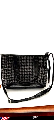 Cartera Bandolera Treinta y Uno/Cartera Doble Asa Gris/Negro Patrón Pata de Gallo Foto 1 de 4