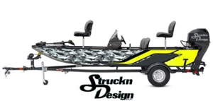 Retro Gray Distressed Tech Yellow Vinyl Graphic Decal Kit Fish Boat Wrap USA - Picture 1 of 1