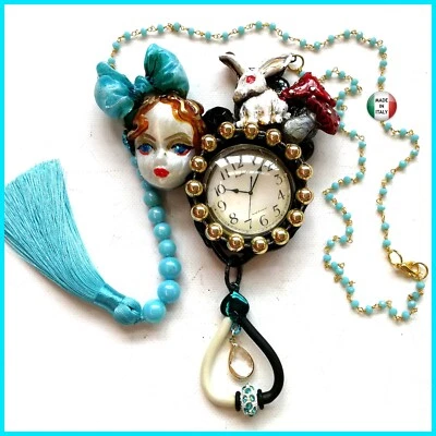 Gioielli Art Deco Collana Bigiotteria Alice nel Paese delle Meraviglie Coniglio - Immagine 1 di 4