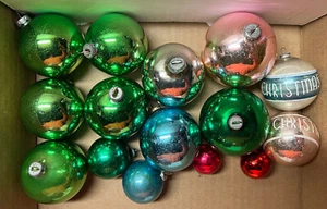 Lote mixto de 15 bolas de vidrio mercurio adornos navideños hechos en Japón ocupado de colección - Imagen 1 de 9
