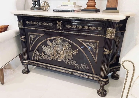 French Regency Marble Top Sideboard Buffet Cabinet Credenza Dry Bar Cover
