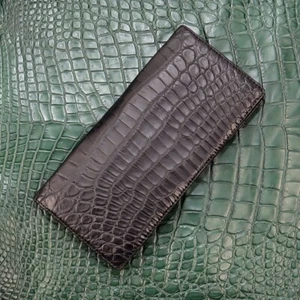 Cartera Doble Lado Hecha a Mano Cuero Negro Multi-Tarjeta Larga Doble Plegable - Imagen 1 de 3