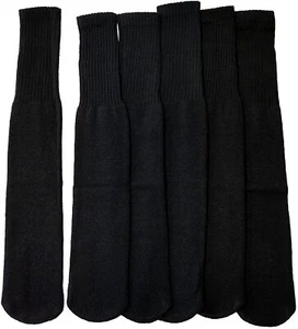 12 PK of Yacht & Smith Kids Black Solid Tube Socks Size 4-6 - Boys Crew Sock - Picture 1 of 2