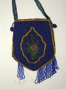 1920's - 1930's Cobalt Blue Beaded Reticule / Purse - Belgium - Picture 1 of 5