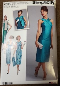 Simplicity R10158 Vintage 1950s Cross-Shoulder Strap Dress & Vest Sz 16-24 8448 - Picture 1 of 6