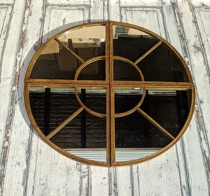 HAMPTONS large round outdoor MIRROR 100CM french antique gold 4 pieces new - Picture 1 of 11