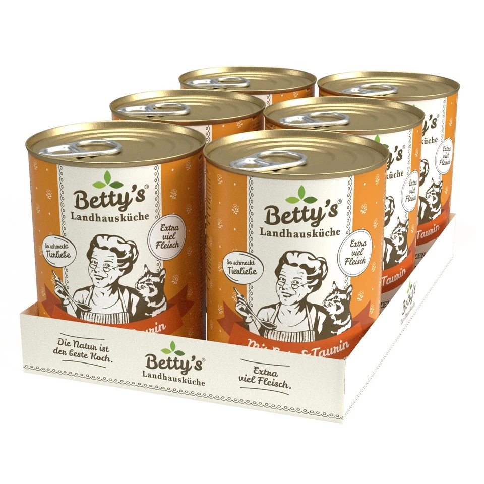 Betty`s Landhausküche Katze Mit Ente 6x 400g Ds. (8,13€/1kg) - Bild 1 von 1