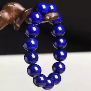 Brazalete artesanal de cuentas de lapislázuli natural de 12 mm para amantes de la joyería - Imagen 1 de 9