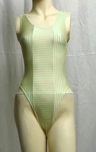Gold Green Line Spandex Leotard for Women Size 10 Small - Picture 1 of 3