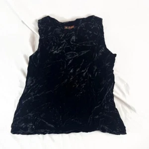 Top sin mangas de terciopelo triturado vintage Ann Klein Negro Talla 8 Terciopelo - Imagen 1 de 4