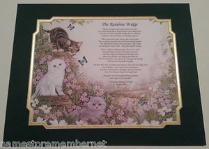"The Rainbow Bridge" Personalized Pet Memorial Poem For Loss of a Beloved Cat  - Picture 1 of 2