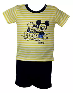 Disney Official Mickey Mouse & Pluto The Pup Shorts & Shirt Set Yellow/Black - Picture 1 of 1