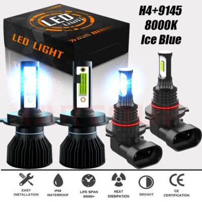 For Pontiac Vibe 2003-2008 LED Headlight High/Low + Fog Light Bulbs Kit 4x Blue - Image 1 of 4