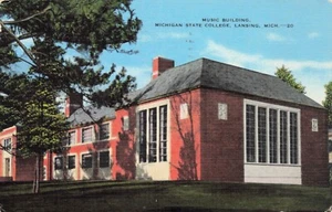 Music Building, Michigan State College, Lansing Vintage PC Posted 1949 - Picture 1 of 2