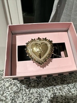 Juicy Couture Hebilla Corazón Cinturón Hebilla Oro Cinturón Mujer Negro Talla M/L Foto 1 de 4