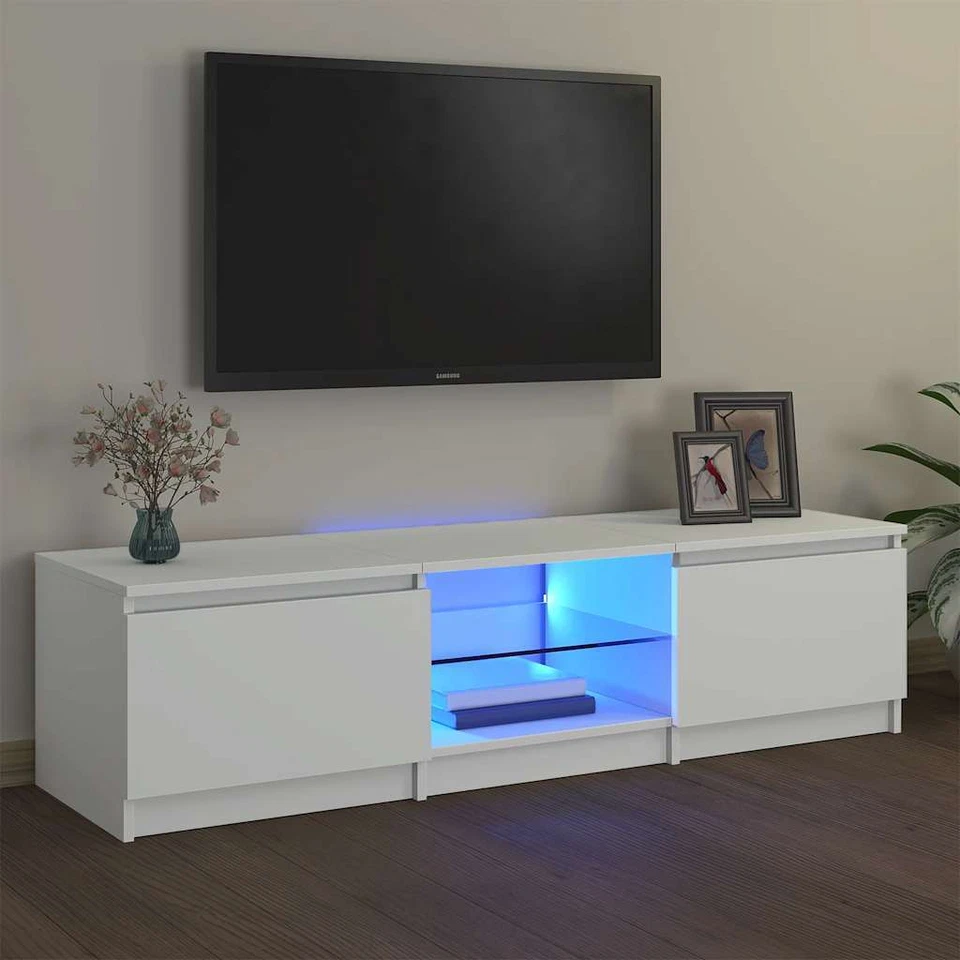 vidaXL TV-Schrank mit LED-Leuchten Weiß 140x40x36 cm