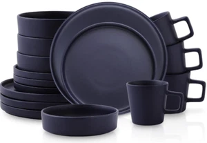 Stone Lain Cleo Stoneware 16-Piece Dinnerware Set, Dark Blue, Service For 4 - Picture 1 of 5