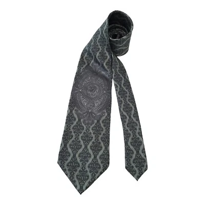 GIANFRANCO FERRE 绿色巴洛克狮子印花领带丝绸意大利 60 英寸/3 英寸。 3/4 EX COND — 第 1/4 张图片