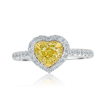 GIA 1.20 CT Natural Fancy Light Yellow Heart Diamond Engagement Ring 18k Gold - Image 1 of 4