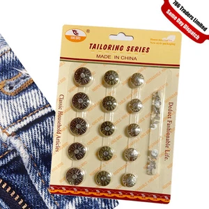 NO SEW JEANS STUDS BUTTONS IN METAL WITH SPRING HAMMER ON TYPE TACK DENIM FIT - Picture 1 of 7