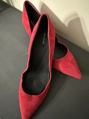 Zapatos sin cordones Via Spiga para mujer 11 M cuero rojo punta tacón informales Foto 1 de 4