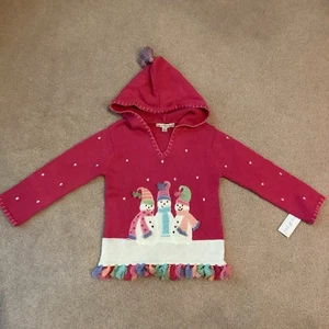 NWT MAGGIE & ZOE HOODED PULLOVER SWEATER, GIRLS 4, THREE SNOWMEN ON FRONT - Picture 1 of 4