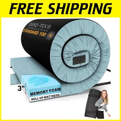 Alfombra de dormir impermeable enrollable de espuma viscoelástica para adultos - Equipo de viaje ligero Foto 1 de 4