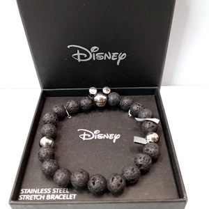 Neu Disney LA Rocks Lavastein Perlen schwarz Stretch Armband Mickey - Bild 1 von 5
